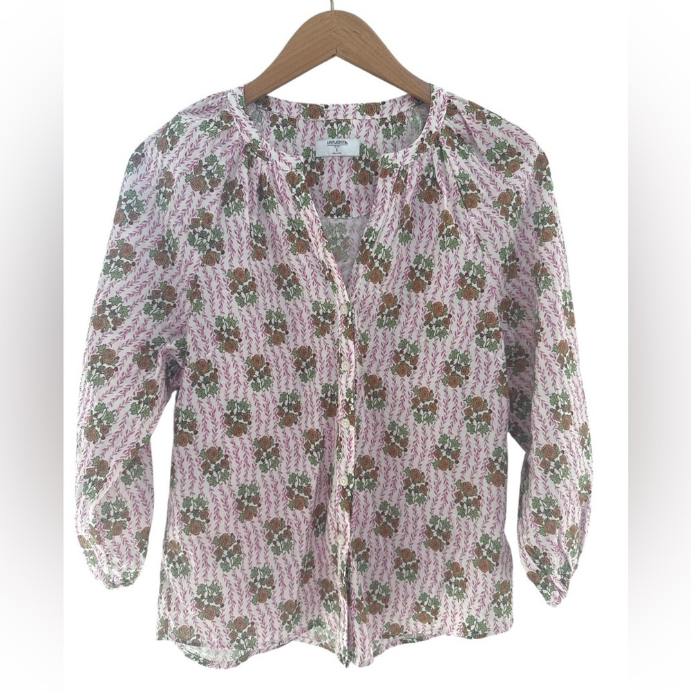 UNTUCKit Cotton Rose Floral Blouse Button-Front Women's Blouse Size Small